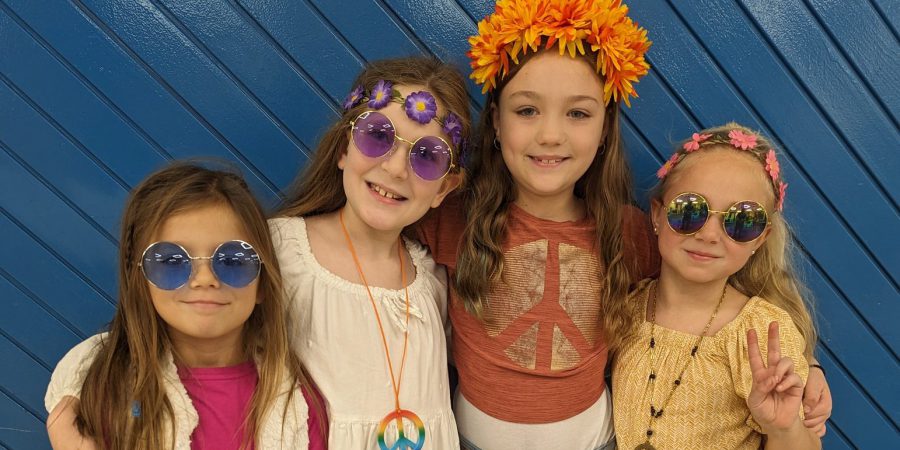 TV Elementary Students Dressed for 60s Day