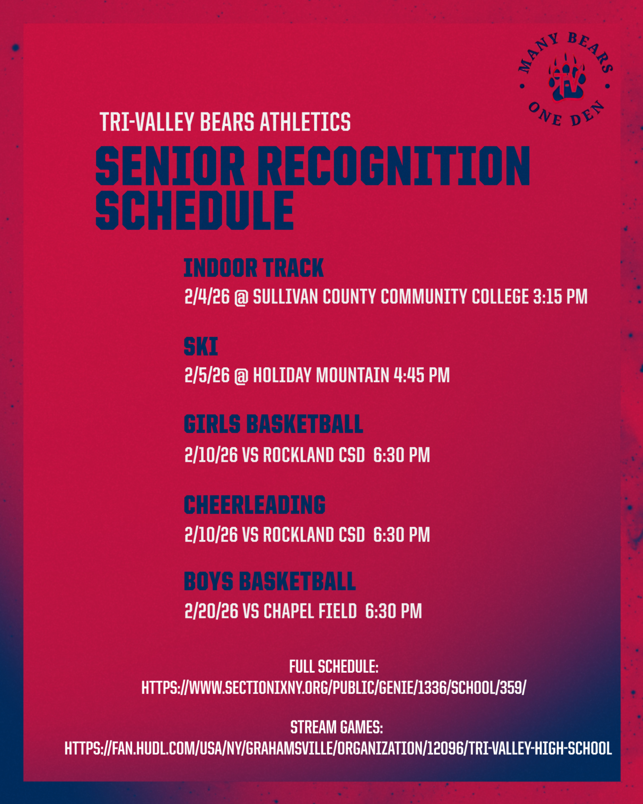 Senior Recognition Winter Sports 2026